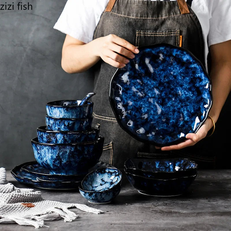 Creative Irregular Ceramic Tableware Soup Bowl Salad Bowl Dessert Plate Deep Plate Fish Plate Seasoning Dish Specialty Tableware